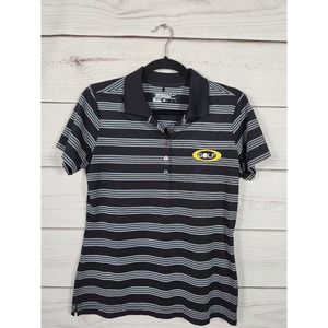Nike Dri Fit Women's‎ Black White Short Sleeve Striped Golf Polo Shirt Size M